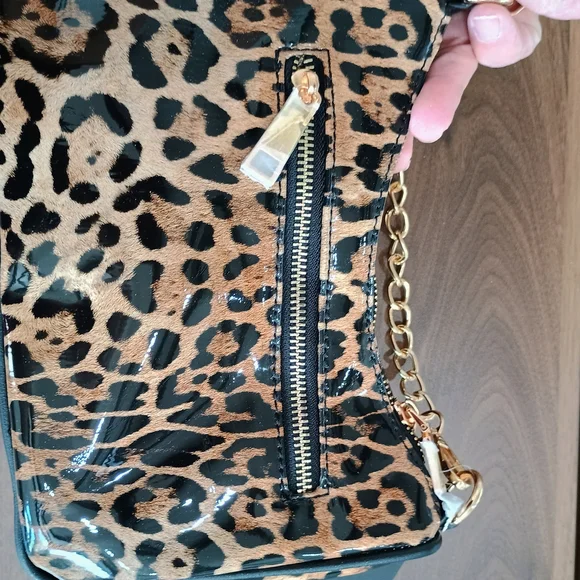Leopard Print Mini Bag with Gold Chain - Picture 5 of 7